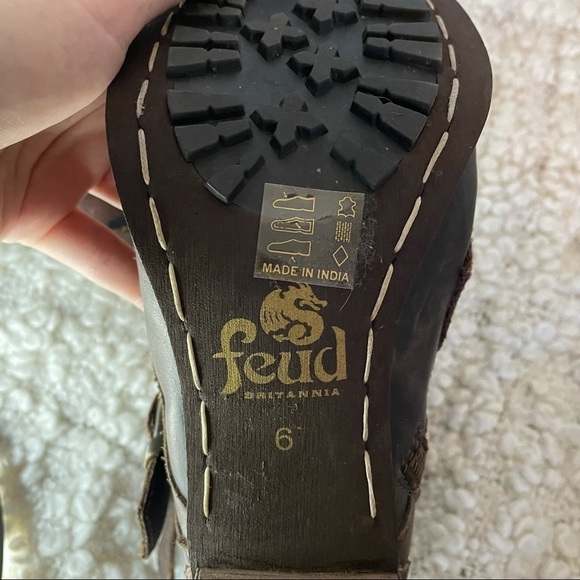 FEUD Britannia EUC Brown Leather Lace Up Heeled Boots 6 - Picture 8 of 9